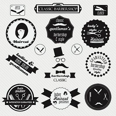 EPS 해외이미지 스티커 일러스트 사람없음 세트 라벨 빈티지 콧수염 얼굴모양 이발소 해외202004 해외일러스트 모양 얼굴 컨셉 수염 프레임 뷰티샵 파일형식 벡터 이미지허브