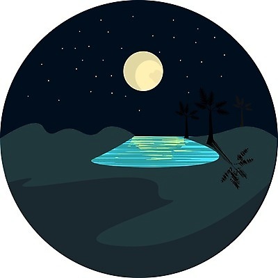 EPS 해외이미지 구름 별 백그라운드 일러스트 자연 산 물 반짝임 어둠 달 점 야간 숲 가득함 그림 여우 오아시스 해외202004 해외일러스트 자연요소 포유류 모션 생태계 파일형식 벡터 이미지허브