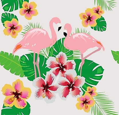 EPS 해외이미지 식물 동물 디자인 배너 커플 꽃 야생동물 분홍색 백그라운드 잎 2 꽃무늬 일러스트 자연 조류 장식 빨간색 초록색 얼룩 숲 플라밍고 분무기 히비스커스 해외202004 해외일러스트 컬러 무늬 관계 생태계 파일형식 벡터 이미지허브