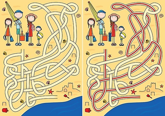 EPS 해외이미지 교육 행복 길 어린이 바다 일러스트 가족 여름 게임 퍼즐 만화 그림 미로 해결 구성 쉬운 해외202004 해외일러스트 계절 감정 관계 놀이 사람 파일형식 벡터 이미지허브