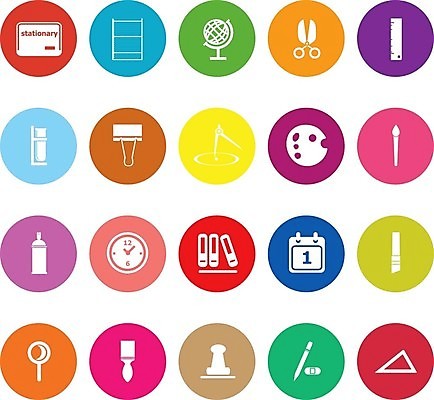 EPS 해외이미지 학생 디자인 종이 시계 일러스트 비즈니스 졸업 자 그래픽 세트 글로벌 연필 펜 페인트 달력 신용카드 플랫 수집 심볼 오브젝트 지우개 폴더 공지사항 엘리먼트 해외202004 해외일러스트 교육 문구용품 학용품 금융 필기구 파일 파일형식 벡터 이미지허브