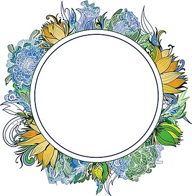EPS 해외이미지 일러스트 사람없음 파란색 백합 원형프레임 해외202004 해외일러스트 꽃 컬러 프레임 원형 파일형식 벡터 이미지허브