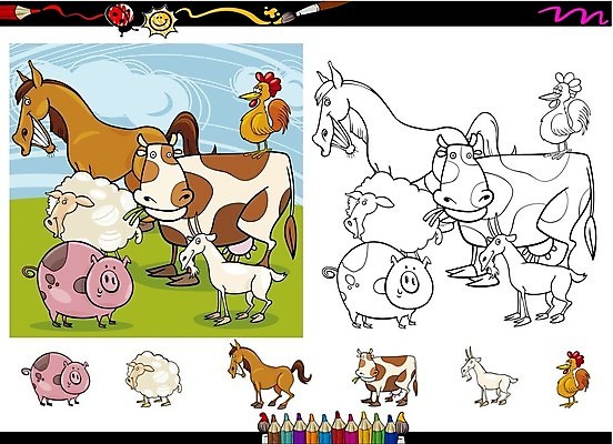 EPS 해외이미지 클립아트 동물 캐릭터 디자인 교육 행복 어린이 밭 일러스트 포유류 조류 그래픽 책 농장 검은색 치킨 유치원 게임 흰색 시골 양 돼지 소 어플리케이션 만화 수집 그림 꼬리 코믹 페이지 조랑말 수탉 색칠공부 해외202004 해외일러스트 일러캐릭터 감정 컬러 농업 놀이 사람 학습 닭 말_동물 색칠 수컷 닭고기요리 파일형식 벡터 이미지허브