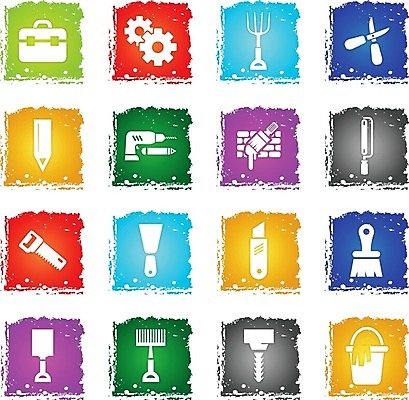 EPS 해외이미지 일러스트 울타리 페인트 도구 붓 선택 망치 모종삽 심볼 롤러 캘리퍼스 해외202004 해외일러스트 컨셉 담장 공구 삽 파일형식 벡터 이미지허브