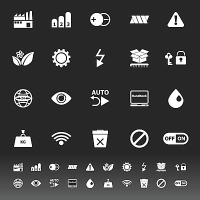 EPS 해외이미지 산업 일러스트 세트 픽토그램 환경 기계 장비 공구 업무 플러스 심볼 사인 잠금 전자 롤러 자동 해외202004 해외일러스트 기호 도구 작업 보안 파일형식 벡터 이미지허브