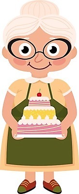 EPS 해외이미지 안경 할머니 일러스트 디저트 슬리퍼 종류 미소 케이크 앞치마 회색 달콤 제빵사 해외202004 해외일러스트 직업 잡화 여자 노년 음식 컬러 신발 표정 맛 파일형식 벡터 이미지허브