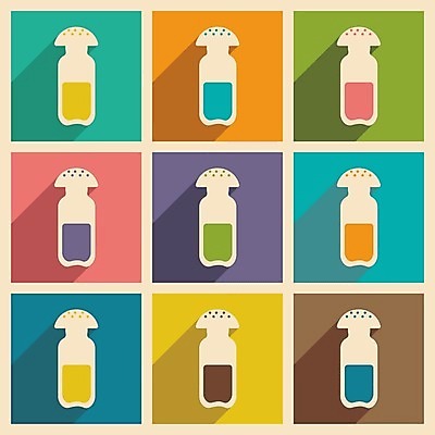 EPS 해외이미지 일러스트 사람없음 세트 컬러풀 심플 양념통 소금통 해외202004 해외일러스트 컬러 통 양념 파일형식 벡터 이미지허브