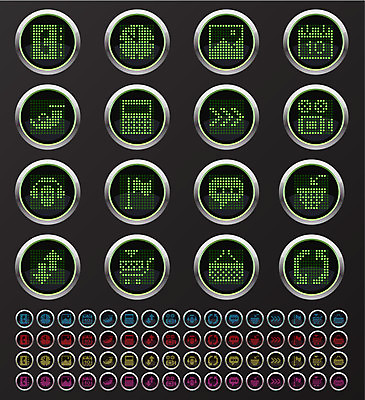 EPS 해외이미지 클립아트 디자인 시계 인터넷 일러스트 버튼 그래프 조명 그래픽 초록색 빛 컴퓨터 세트 반사 금속 어둠 계산기 달력 시간 메시지 어플리케이션 토론 필름 심볼 사인 멀티미디어 엘리먼트 제어 시리즈 해외202004 해외일러스트 컬러 재질 문구용품 전자제품 장비 파일형식 벡터 이미지허브