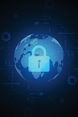 EPS 해외이미지 디자인 지구 컨셉 일러스트 추상 미래 자물쇠 사람없음 그래픽 파란색 디지털 심볼 보안 해외202004 해외일러스트 컬러 무늬 안전 파일형식 벡터 이미지허브