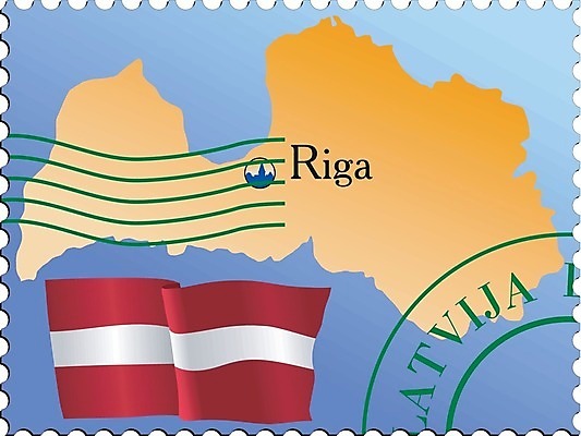 EPS 해외이미지 디자인 배너 종이 지도 인터넷 일러스트 추상 미술 깃발 메시지 편지 우표 라트비아 리가 해외202004 해외일러스트 무늬 문화예술 북유럽 파일형식 벡터 이미지허브