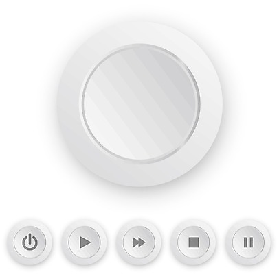 EPS 해외이미지 음악 일러스트 버튼 사람없음 세트 흰색 원형 정지 재생 일시정지 빨리감기 음소거 인터페이스 전원버튼 제어 플레이 플레이어 중지_중단 해외일러스트 도형 컬러 모션 문화예술 전원_전기 파일형식 벡터 이미지허브