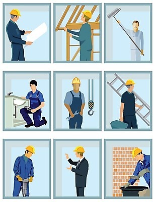 EPS 해외이미지 일러스트 협력 벽돌 노동자 건물 공구 업무 엔지니어 수리 건축가 종업원 목수 화가 장인 발판 배관공 석공 해외202004 해외일러스트 직업 건축물 도구 작업 기술자 파일형식 벡터 이미지허브