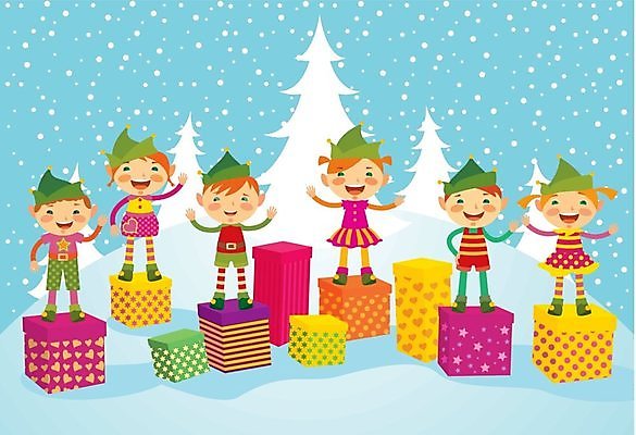EPS 해외이미지 크리스마스 겨울 일러스트 요정 선물 야외 우정 경례 공터 해외202004 해외일러스트 계절 기념일 친구 인사 파일형식 벡터 이미지허브