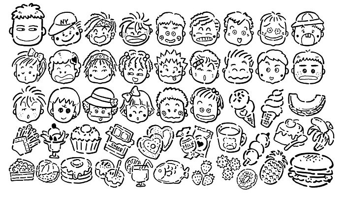 EPS 해외이미지 디자인 감정 얼굴 음식 과일 일러스트 딸기 아이스크림 디저트 피자 바나나 사탕 미술 웃음 소년 컵 초콜릿 검은색 주스 햄버거 흰색 주름 도넛 울음 멜론 만화 수줍음 파인애플 푸딩 고립 바보 해외202004 해외일러스트 식기 남자 음료 어린이 컬러 문화예술 패스트푸드 서양음식 표정 신체부위 열대과일 파일형식 벡터 이미지허브