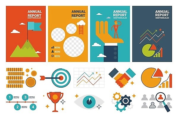 EPS 해외이미지 디자인 일러스트 비즈니스 돋보기 그래프 산 악수 사람모양 사람없음 세트 인포그래픽 깃발 관찰 과녁판 트로피 손모양 안구 애뉴얼리포트 해외202004 해외일러스트 모양 모션 손짓 신체부위 상_우승 보고서 파일형식 벡터 손_신체부위 이미지허브