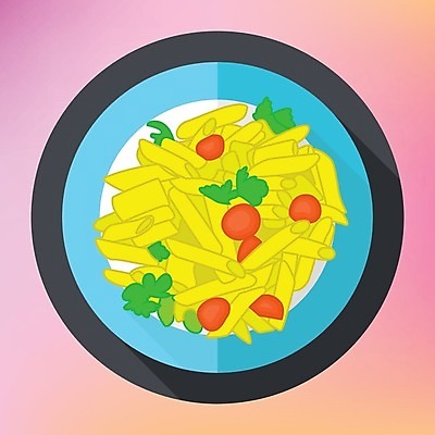 EPS 해외이미지 접시 디자인 음식 토마토 채소 일러스트 파스타 그래픽 컬러풀 식사 저녁식사 뜨거움 플랫 정상 심볼 사인 고립 마카로니 볼로냐 엘리먼트 탄수화물 파르팔레 펜네 해외202004 해외일러스트 식기 컬러 서양음식 파스타면 파일형식 벡터 이미지허브