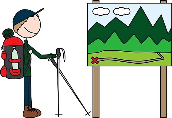 EPS 해외이미지 어린이 스포츠 지도 일러스트 배낭 자연 산 소년 걷기 등산 막대기 낙서 산악가 해외202004 해외일러스트 남자 가방 모션 사람 트래킹 생태계 파일형식 벡터 이미지허브