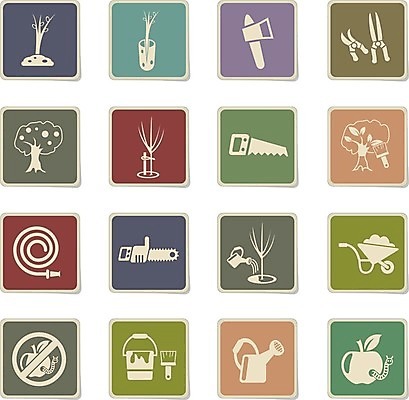 EPS 해외이미지 나무 스티커 일러스트 라벨 흙 수레 물뿌리개 붓 벌레 사과 양동이 심볼 물주기 원예 라임 도끼 호스 판지 가터벨트 묘목 해외202004 해외일러스트 식물 곤충 과일 모션 프레임 취미 카트 벨트 파일형식 벡터 이미지허브