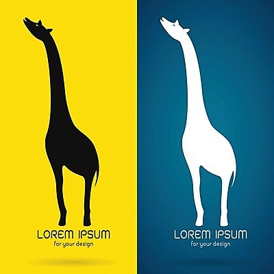 EPS 해외이미지 디자인 실루엣 일러스트 사람없음 파란색 노란색 기린 해외202004 해외일러스트 컬러 포유류 촬영기법 파일형식 벡터 이미지허브
