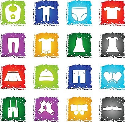 EPS 해외이미지 옷 원피스 리본 음식 장갑 신발 일러스트 바지 사람없음 치마 컬러풀 픽토그램 속옷 유아복 턱받이 의류샵 해외202004 해외일러스트 잡화 컬러 하의 아기용품 파일형식 벡터 이미지허브