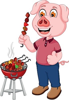 EPS 해외이미지 직업 캐릭터 행복 포크 일러스트 육류 요리 서기 요리사 돼지 연기 케첩 만화 고립 해외202004 해외일러스트 일러캐릭터 식기 감정 식재료 포유류 모션 소스_음식 파일형식 벡터 이미지허브