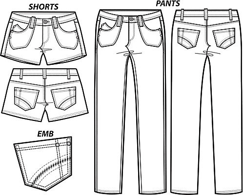 EPS 해외이미지 템플릿 디자인 옷 여자 일러스트 반바지 바지 미술 그래픽 세트 유행 공백 과학기술 청바지 직물 도시 제조 바느질 스케치 수집 그림 클립 윤곽 개발 고립 스타일 해외202004 해외일러스트 하의 문화예술 기술 사람 파일형식 벡터 이미지허브
