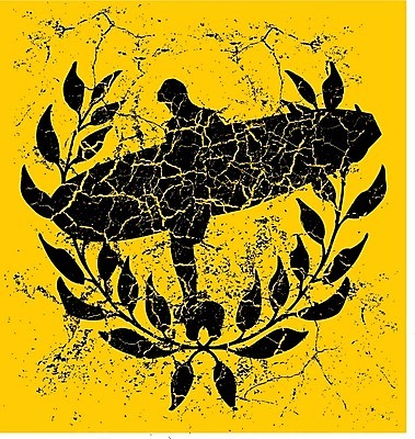 EPS 해외이미지 전신 실루엣 일러스트 한명 들기 사람 성인 노란색 검은색 서핑보드 서핑 스크래치 서퍼 월계관 성인한명만 해외202004 해외일러스트 1 컬러 모션 운동선수 촬영기법 수상스포츠 보드_스포츠 성인만 파일형식 벡터 이미지허브