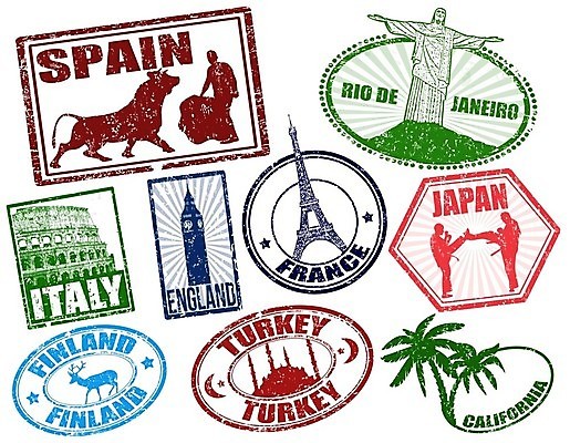EPS 해외이미지 영어 해외여행 여행 일러스트 사람없음 세트 도장 컬러풀 라벨 해외202004 해외일러스트 문자 해외 컬러 프레임 파일형식 벡터 이미지허브