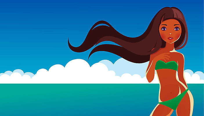 EPS 해외이미지 구름 얼굴 바다 여행 신체 일러스트 하늘 날씨 휴식 물 여름 비키니 뜨거움 선탠 해외202004 해외일러스트 자연요소 계절 수영복 컨셉 신체부위 파일형식 벡터 이미지허브