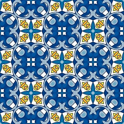 EPS 해외이미지 전통 디자인 패턴 오렌지 일러스트 벽지 추상 장식 파란색 노란색 흰색 포르투갈 타일 묘사 정사각형 모자이크 스페인어 아라베스크 엘리먼트 튀니지 해외202004 해외일러스트 도형 유럽 컬러 무늬 과일 아프리카 파일형식 벡터 이미지허브