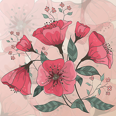 EPS 해외이미지 꽃 백그라운드 잎 꽃무늬 일러스트 수채화 사람없음 빨간색 장미 커튼 해외202004 해외일러스트 식물 컬러 무늬 파일형식 벡터 이미지허브