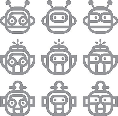 EPS 해외이미지 캐릭터 디자인 실루엣 산업 어린이 과학 일러스트 놀이 미래 사람없음 그래픽 세트 픽토그램 장난감 우주 금속 검은색 기계 흰색 만화 수집 심볼 로봇 코믹 안드로이드 영웅 기어 고립 마스코트 엘리먼트 지능 해외202004 AI_인공지능 해외일러스트 일러캐릭터 컬러 컨셉 재질 촬영기법 사람 파일형식 벡터 이미지허브