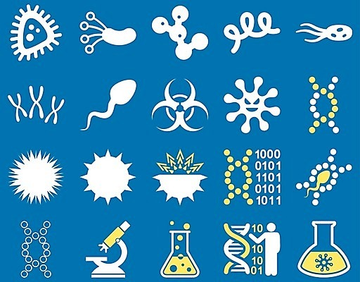 EPS 해외이미지 과학 일러스트 세포 건강 현미경 경고 안전 약 죽음 바이러스 해충 질병 위험 플라스크 생물학 파란배경 감염 전염 염색체 박테리아 기생충 도발 화학물질 해외202004 해외일러스트 교육 백그라운드 컨셉 의학 실험기구 파란색 화학 벌레 생명공학 파일형식 벡터 이미지허브