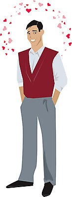 EPS 해외이미지 디자인 남자 백그라운드 일러스트 사랑 미술 서기 미소 웃음 그래픽 빨간색 유행 흰색 마음 유혹 고립 스타일 해외202004 해외일러스트 감정 컬러 컨셉 모션 문화예술 표정 사람 파일형식 벡터 이미지허브