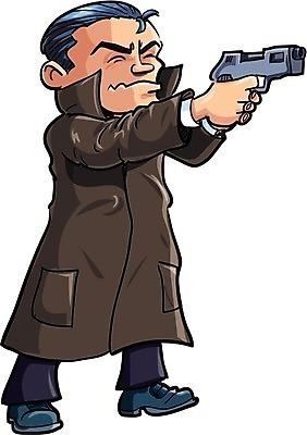 EPS 해외이미지 무기 일러스트 금속 검은색 총 코트 경찰 위험 비밀 중개인 조준 탐정 고립 스파이 해외202004 해외일러스트 직업 컬러 컨셉 재질 외투 파일형식 벡터 이미지허브