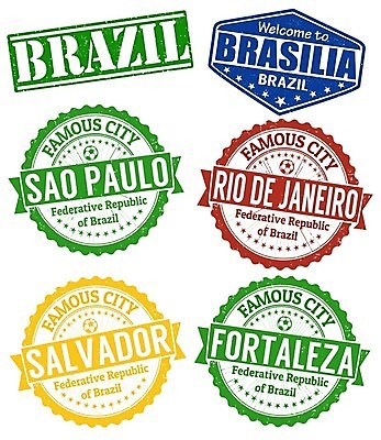 EPS 해외이미지 영어 일러스트 사람없음 세트 도장 컬러풀 라벨 도시 브라질 해외202004 해외일러스트 문자 컬러 프레임 남아메리카 파일형식 벡터 이미지허브