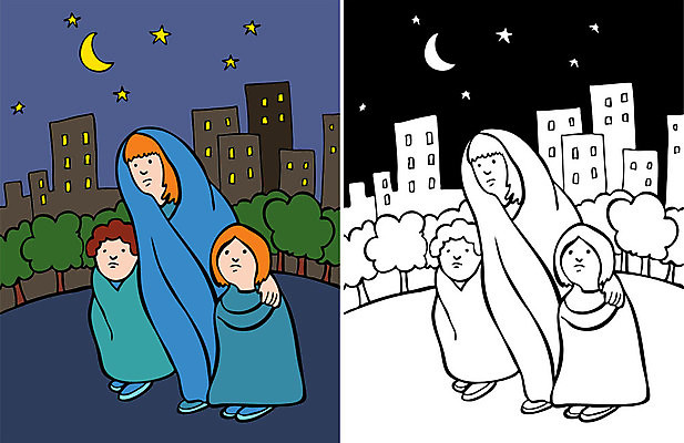 EPS 해외이미지 클립아트 디자인 어린이 일러스트 가족 거리 주택 미술 그래픽 장식 책 검은색 추위 흰색 가난 담요 만화 리빙 빈털터리 노숙자 고립 엘리먼트 해외202004 해외일러스트 컬러 컨셉 관계 문화예술 사람 건물 파일형식 벡터 건축물 건축 이미지허브