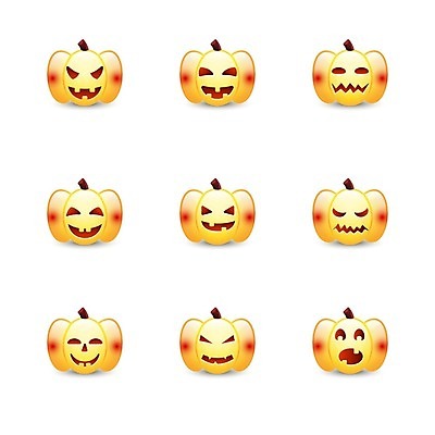 EPS 해외이미지 감정 일러스트 호박 표정 웃음 사람없음 세트 놀람 다양 분노 이모티콘 엘리먼트 잭오랜턴 해외202004 해외일러스트 다수 채소 할로윈 파일형식 벡터 이미지허브