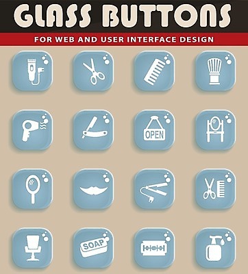 EPS 해외이미지 하늘색 의자 일러스트 사람없음 세트 픽토그램 거울 머리빗 미용용품 칼날 미용실 드라이어 미용사 이발 수집 심볼 콧수염 비누 면도 면도기 면도칼 이발소 이발사 해외202004 해외일러스트 직업 가구 모션 수염 파란색 위생용품 뷰티샵 오브젝트 파일형식 벡터 이미지허브