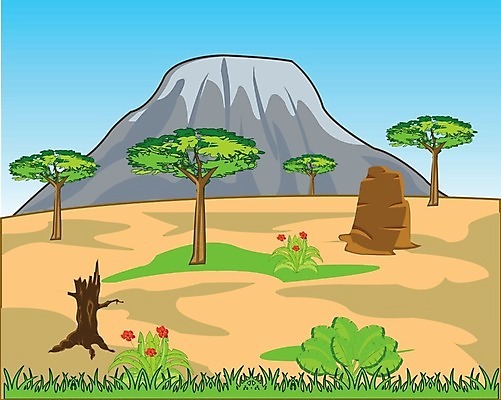 EPS 해외이미지 나무 꽃 모래 잎 일러스트 아프리카 자연 산 풍경 정상 허브 지역 사바나 해외202004 해외일러스트 식물 나라 생태계 파일형식 벡터 이미지허브