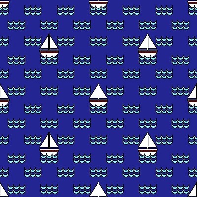 EPS 해외이미지 디자인 파도 바다 백그라운드 패턴 요트 일러스트 벽지 추상 항해 파란색 흰색 플랫 만화 타일 정사각형 해외202004 해외일러스트 도형 컬러 무늬 배_교통 파일형식 벡터 이미지허브