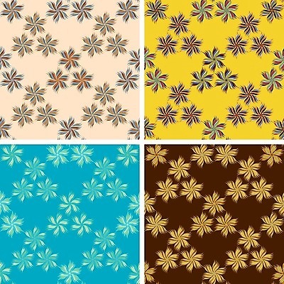 EPS 해외이미지 모양 디자인 꽃 백그라운드 패턴 일러스트 추상 미술 장식 파란색 세트 갈색 노란색 유행 디지털 4 타일 싱글 그림 눈금 설정 대칭 복잡 엘리먼트 해외202004 해외일러스트 식물 컬러 컨셉 무늬 문화예술 숫자 파일형식 벡터 이미지허브