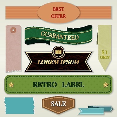 EPS 해외이미지 리본 스티커 일러스트 사람없음 세트 라벨 해외202004 해외일러스트 프레임 파일형식 벡터 이미지허브