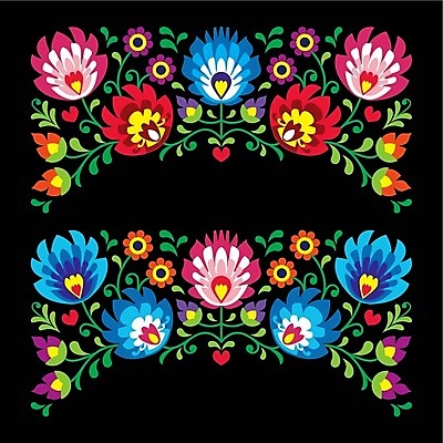 EPS 해외이미지 전통 꽃 패턴 일러스트 사람없음 컬러풀 화려 폴란드 해외202004 해외일러스트 식물 유럽 컬러 컨셉 무늬 파일형식 벡터 이미지허브