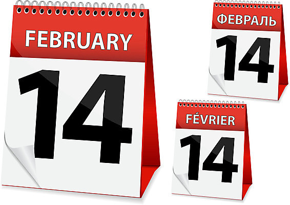 EPS 해외이미지 전통 영어 계절 문화 겨울 일러스트 휴가 사랑 빨간색 숫자 달력 축하 일주일 날짜 연도 심볼 프랑스어 2월 월 고립 러시아인 해외202004 해외일러스트 서양인 문자 감정 컬러 컨셉 파일형식 벡터 이미지허브