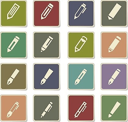 EPS 해외이미지 일러스트 사람없음 컬러풀 픽토그램 필기구 연필 펜 볼펜 만년필 인터페이스 해외202004 해외일러스트 컬러 문구용품 학용품 파일형식 벡터 이미지허브