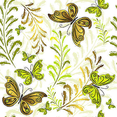 EPS 해외이미지 나비 잎 패턴 일러스트 사람없음 연두색 노란색 화려 질감 그라데이션 해외일러스트 식물 컬러 곤충 컨셉 무늬 초록색 파일형식 벡터 이미지허브