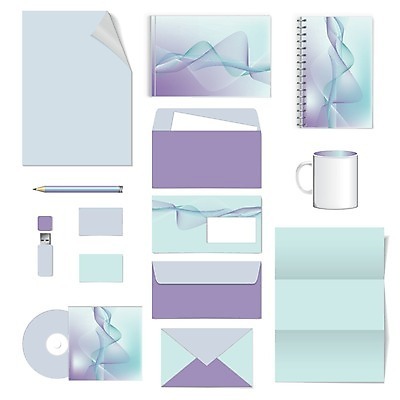 EPS 해외이미지 디자인 컨셉 패턴 일러스트 비즈니스 명함 봉투 편지봉투 사람없음 세트 보라색 공책 머그컵 웨이브 레이아웃 문서 민트색 엘리먼트 테마 스타일 레터헤드 해외202004 해외일러스트 컬러 무늬 문구용품 컵 편지 파일형식 벡터 이미지허브