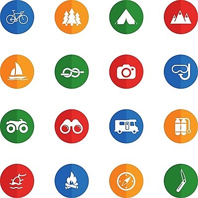 EPS 해외이미지 요트 일러스트 배낭 산 텐트 사람없음 걷기 자전거 수영 쌍안경 캠핑 나침반 모닥불 모터보트 해외202004 해외일러스트 배_교통 가방 모션 불 레저 캠핑도구 바이크 망원경 수상스포츠 파일형식 벡터 이미지허브