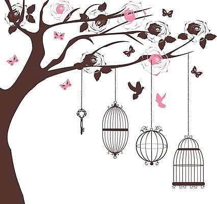 EPS 해외이미지 실루엣 일러스트 조류 열쇠 매달리기 사람없음 새장 해외일러스트 동물 모션 촬영기법 케이지 파일형식 벡터 이미지허브
